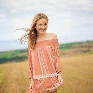 Anthropologie Off-Shoulder Peach Dress